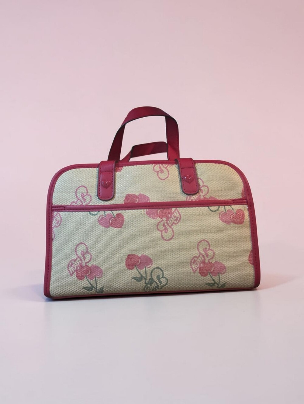 Juicy Couture Pink Cherry Print Satchel with Heart Charm - Picture 3 of 11